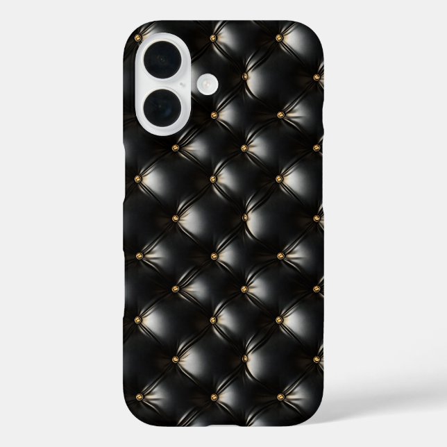 Quilted Black Leather Pattern Case-Mate iPhone Case (Back)