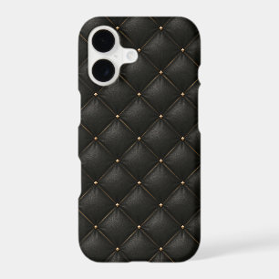 Quilted Black Leather with Gold Studs