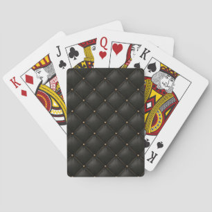 Quilted Black Leather with Gold Studs Playing Cards