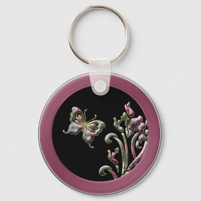 Quilted Butterfly Key Ring (Front)
