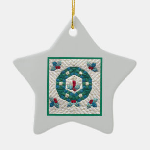 Quilted Candle First Christmas 2 Ceramic Tree Decoration