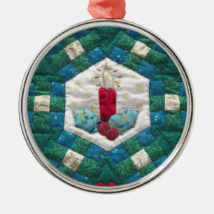 Quilted Candle Metal Tree Decoration