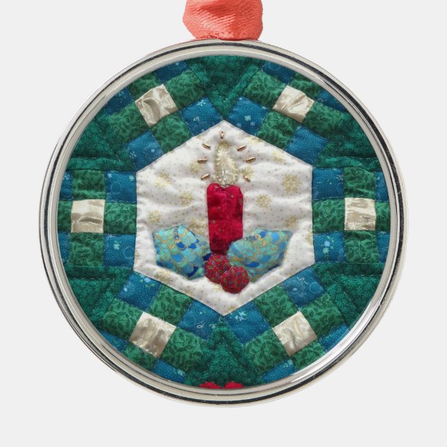 Quilted Candle Metal Tree Decoration (Front)