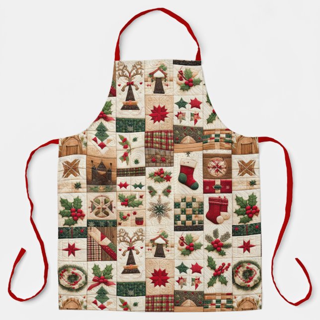 Quilted Christmas Design Apron (Front)