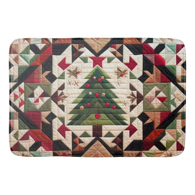 Quilted Christmas Design Bath Mat (Front)