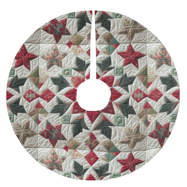 Quilted Christmas Design Brushed Polyester Tree Skirt (Front)