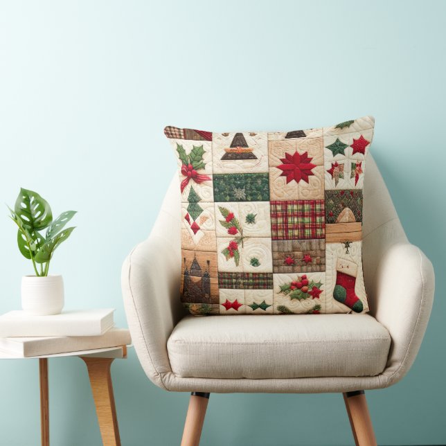 Quilted Christmas Design Cushion (Chair)
