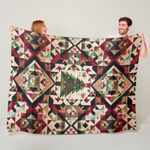 Quilted Christmas Design Fleece Blanket