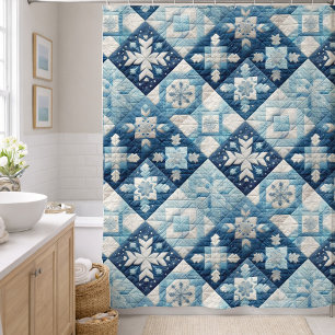 Quilted Christmas Design Shower Curtain