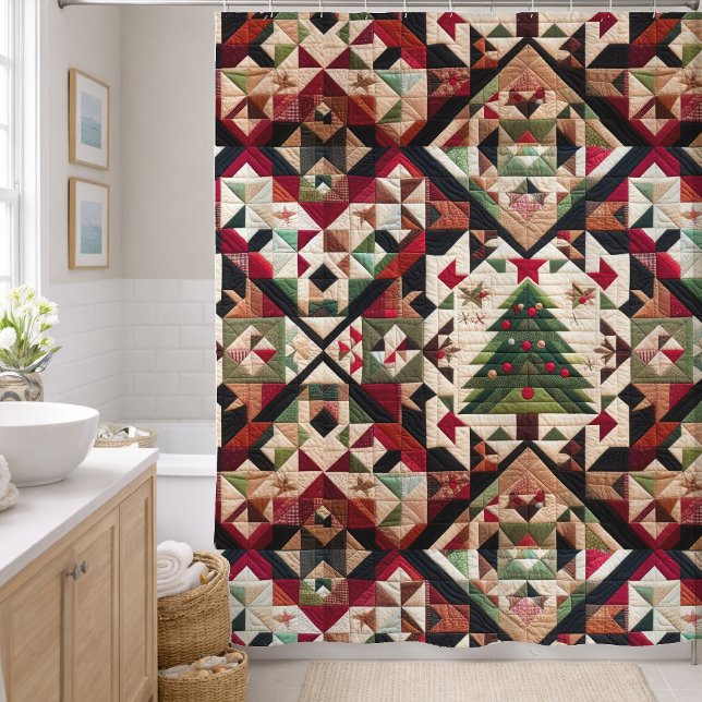 Quilted Christmas Design Shower Curtain (Creator Uploaded)