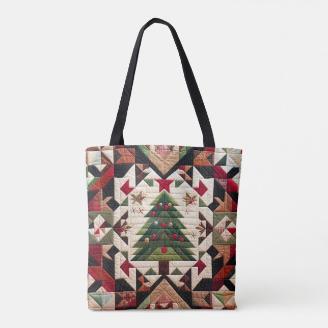 Quilted Christmas Design Tote Bag (Back)