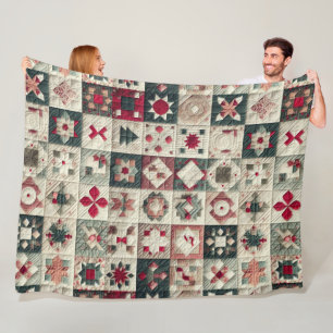 Quilted Christmas Designs Fleece Blanket