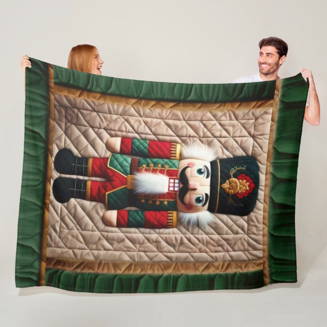 Quilted Christmas Nutcracker Fleece Blanket (In Situ)