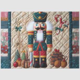 Quilted Christmas Nutcracker Green Red Tissue Paper