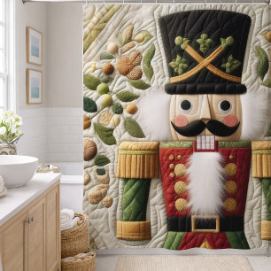 Quilted Christmas Nutcracker Shower Curtain