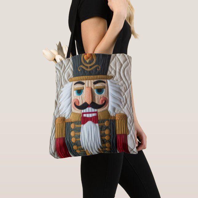 Quilted Christmas Nutcracker Tote Bag (Close Up)