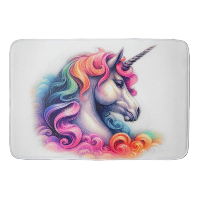 Quilted Colourful Unicorn Bath Mat (Front)