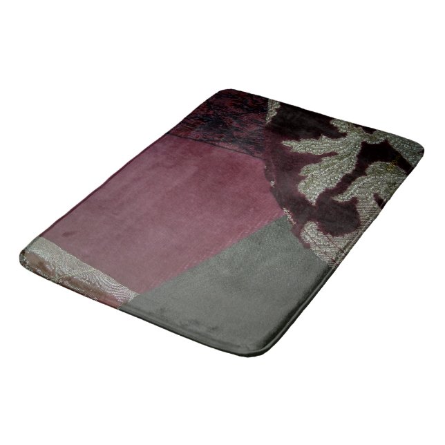 Quilted Cranberry Velvet Bath Mat (Angled)