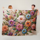 Quilted Design of Flowers Fleece Blanket<br><div class="desc">Quilted Design of Flowers</div>
