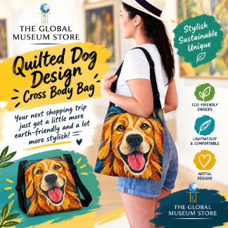 Quilted Dog Pattern Design Cross Body Bag