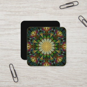 Quilted Flower Abstract Square Business Card