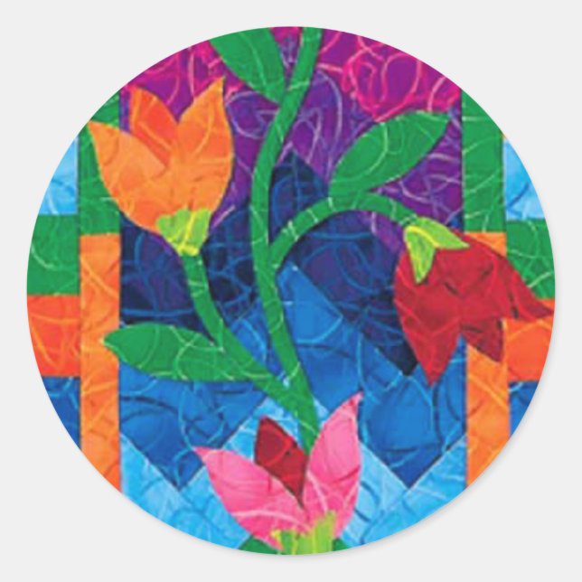 Quilted Flowers Sticker (Front)