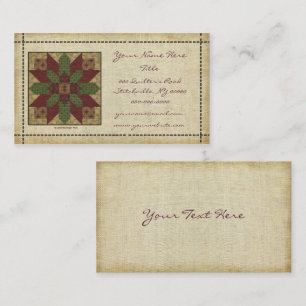 Quilted Green Burgundy Star Business Card