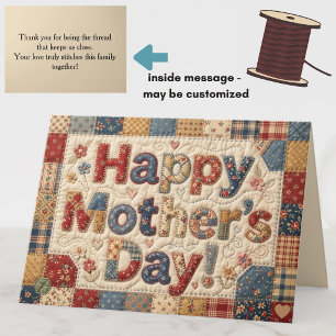 Quilted "Happy Mother's Day" Colourful Heartfelt Card
