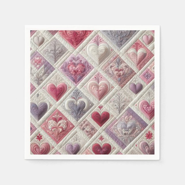 Quilted Heart Design Napkin (Front)