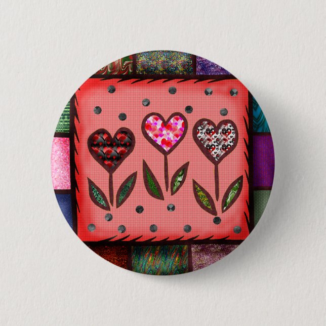 Quilted Hearts T-shirts and Gifts 6 Cm Round Badge (Front)
