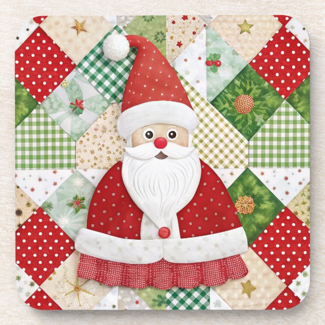 Quilted Look Santa Coaster (Front)