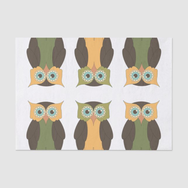 Quilted Owl Tissue Paper (Front)
