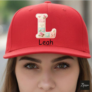 Quilted Patchwork Initial Letter L Nursery Trucker Hat