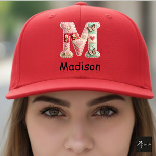 Quilted Patchwork Initial Letter M Nursery Trucker Hat