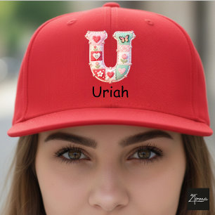 Quilted Patchwork Initial Letter U Nursery Trucker Hat