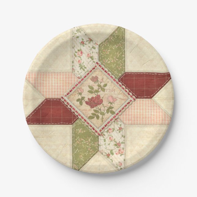 Quilted Patchwork Paper Plate (Front)