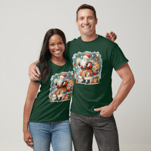 Quilted Patchwork Santa with Christmas Stars T-Shirt