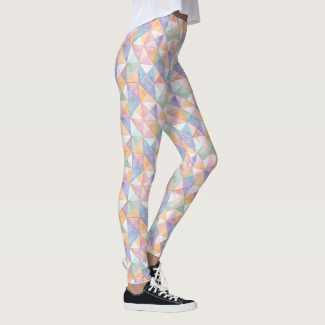 Quilted Patchwork Triangles in Peach Lavender and  Leggings (Right)