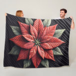 Quilted Pattern Poinsettia Black Fleece Blanket<br><div class="desc">Quilted Pattern Poinsettia Black</div>