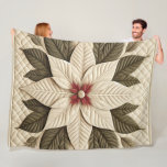 Quilted Pattern Poinsettia Cream Fleece Blanket<br><div class="desc">Quilted Pattern Poinsettia Cream</div>