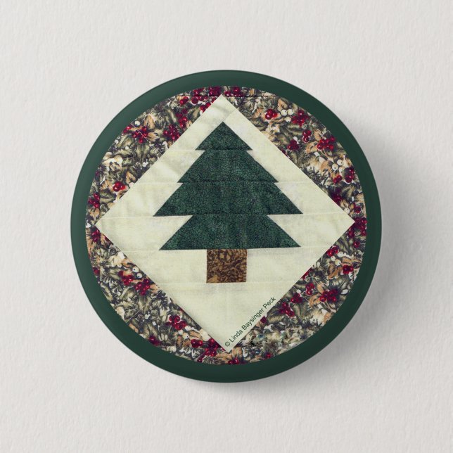 Quilted Pine Tree 6 Cm Round Badge (Front)
