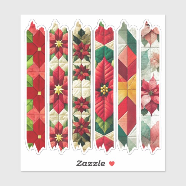 Quilted Poinsettia Washi Tape Planner Stickers (Sheet)