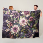 Quilted Purple Floral Design Fleece Blanket<br><div class="desc">Quilted Purple Floral Design</div>