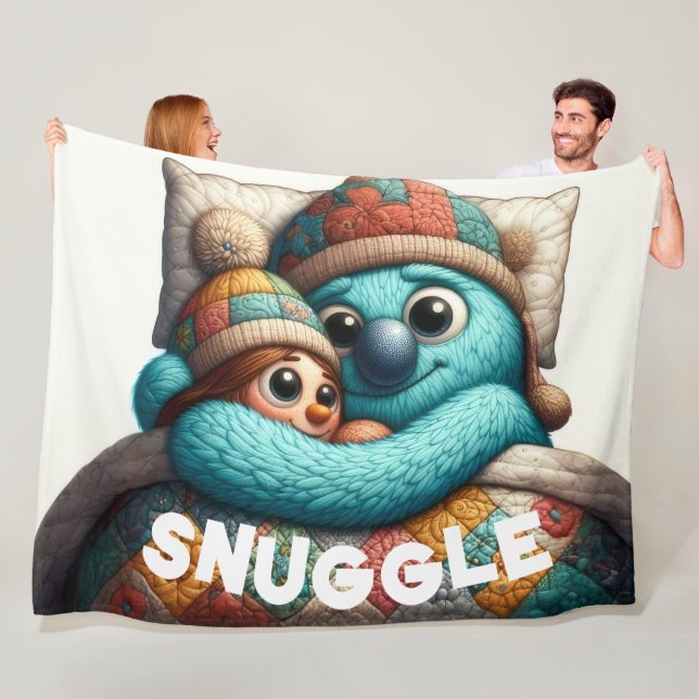 Quilted Snuggle Doll Design Fleece Blanket (In Situ)