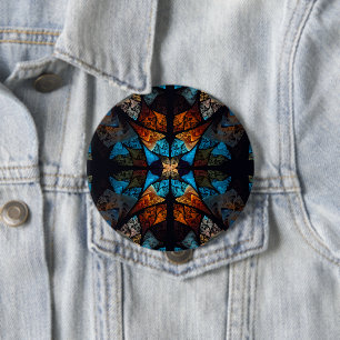 Quilted Star Abstract in Blues 10 Cm Round Badge