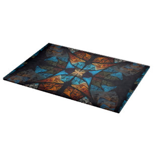 Quilted Star Abstract in Blues Cutting Board