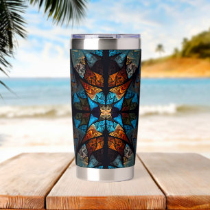 Quilted Star Abstract in Blues Insulated Tumbler