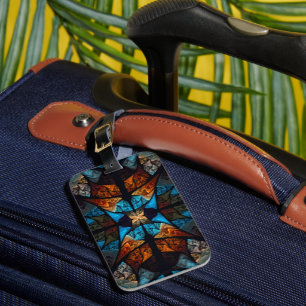 Quilted Star Abstract in Blues Luggage Tag