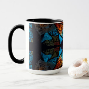 Quilted Star Abstract in Blues Mug