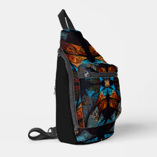 Quilted Star Abstract in Blues Sling Bag